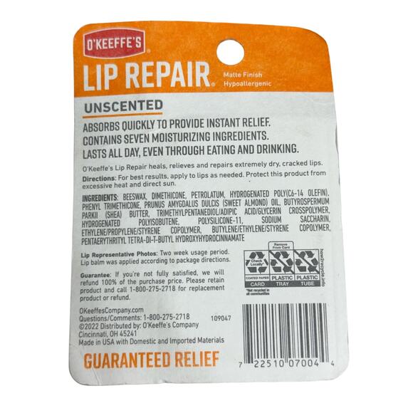 O'Keeffe's O’Keefes Lip Repair Unscented Lip Balm .15 Oz 2 Sticks - Picture 2 of 2